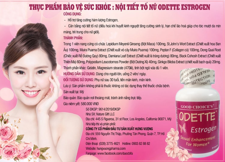 Odette Estrogen dùng cho nữ giới suy giảm nội tiết tố khô hạn thiếu tự tin