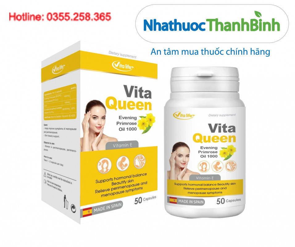 Vita Queen chứa dầu hoa anh thảo vitamin E hỗ trợ cân bằng nội tiết tố nữ