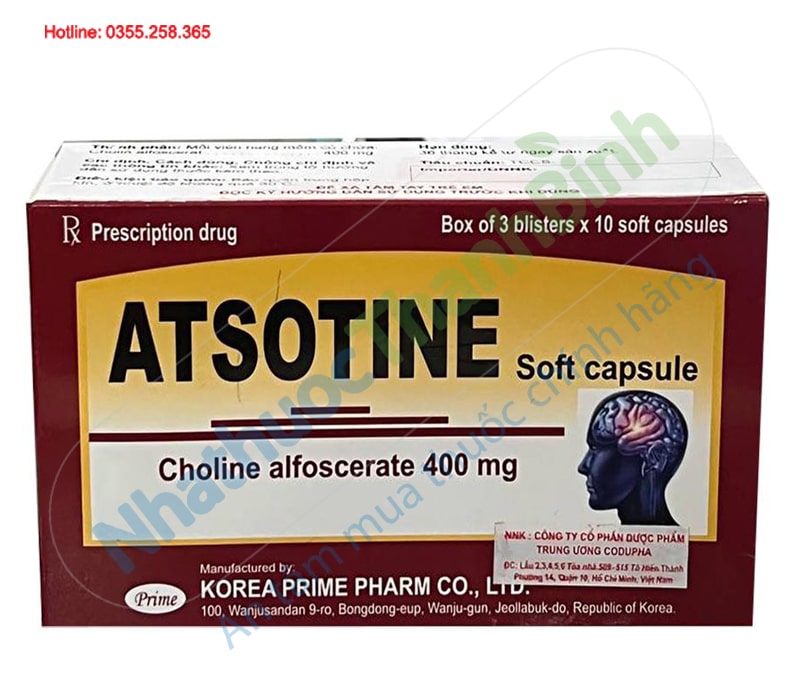 Thuốc Atsotine được bào chế dạng viên nang mềm sử dụng đường uống