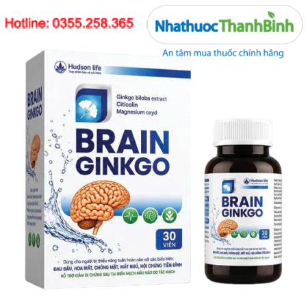 Brain Ginkgo Hudson Life hỗ trợ giảm triệu chứng do thiểu năng tuần hoàn não
