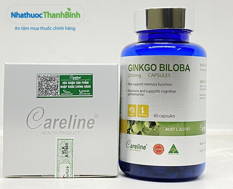 Viên uống bổ não Careline Ginkgo Biloba 2500mg hộp 60 viên