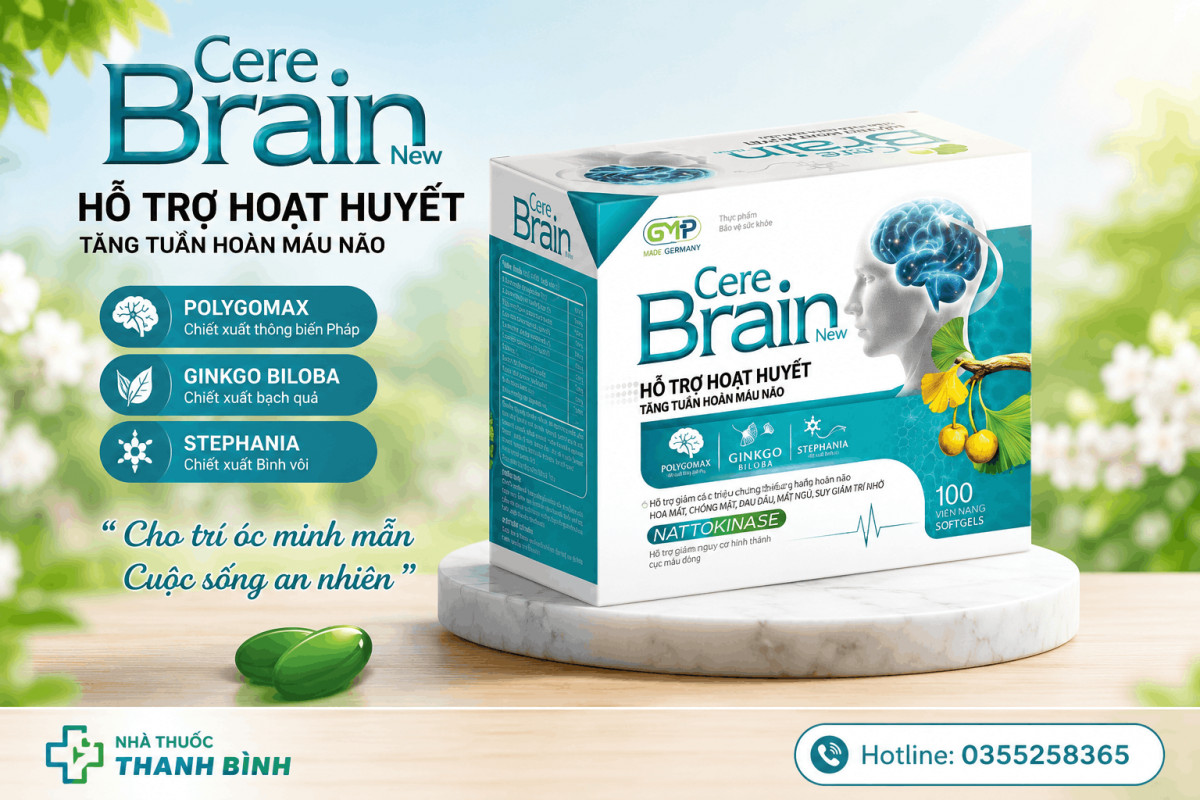 Cere Brain New hỗ trợ hoạt huyết tăng tuần hoàn máu não