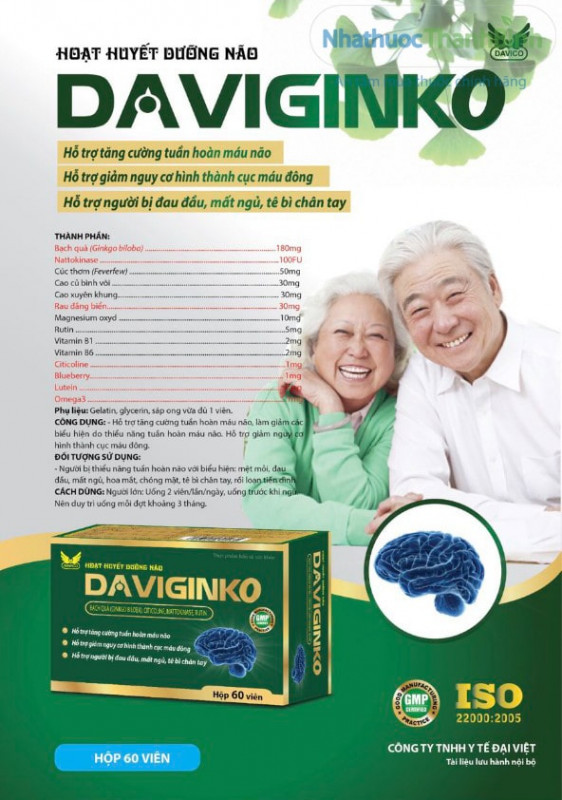 Hoạt huyết dưỡng não Daviginko hỗ trợ giảm nguy cơ hình thành cục máu đông