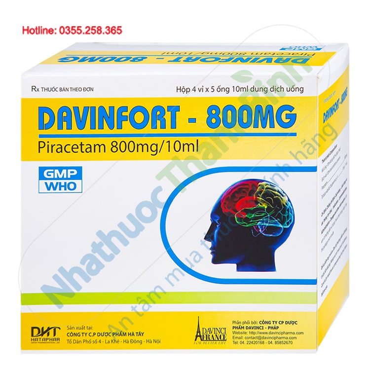 Thuốc Davinfort 800mg/10ml điều trị chứng chóng mặt suy giảm trí nhớ