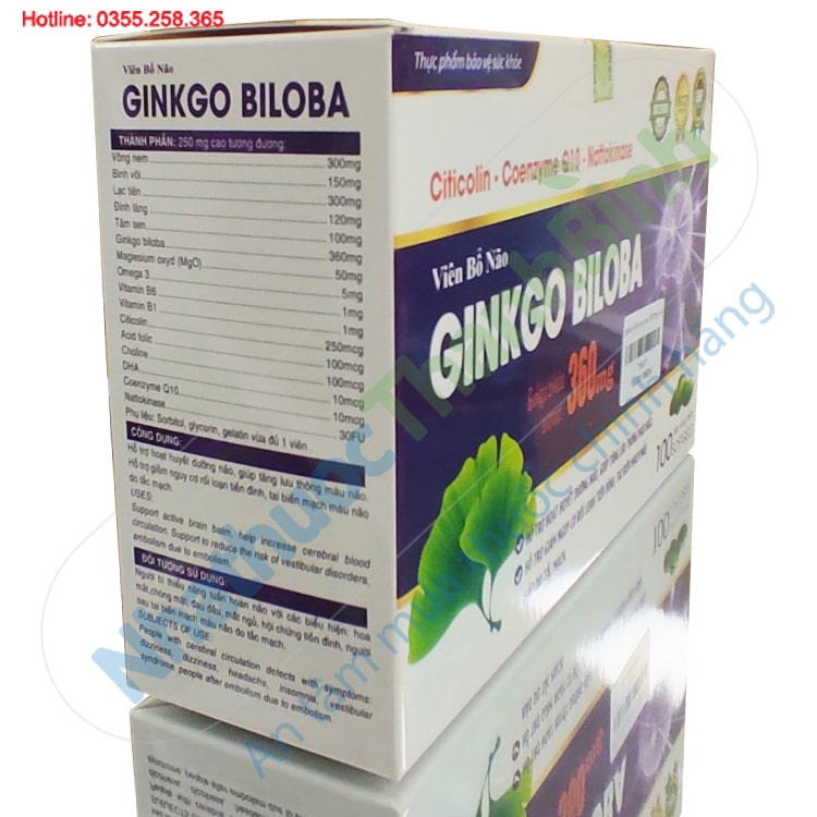 Viên uống bổ não Ginkgo Biloba 360mg hộp 100 viên