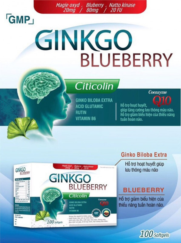 Viên uống bổ não Ginkgo Blueberry hộp 100 viên