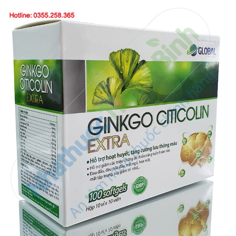 Ginkgo Citicolin Extra hỗ trợ hoạt huyết tăng cường lưu thông máu não