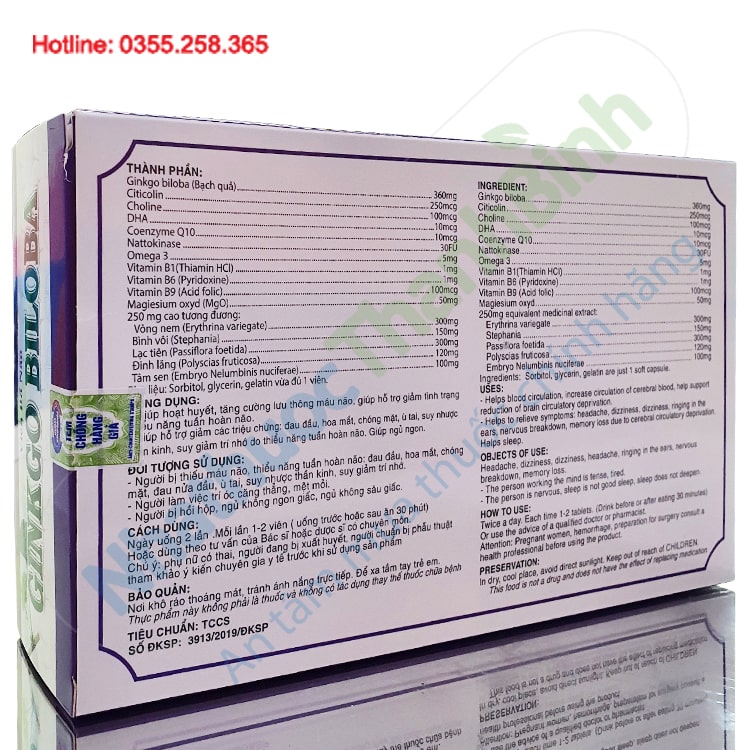 Viên uống bổ não Ginkgo Biloba Extract 360mg hộp 100 viên