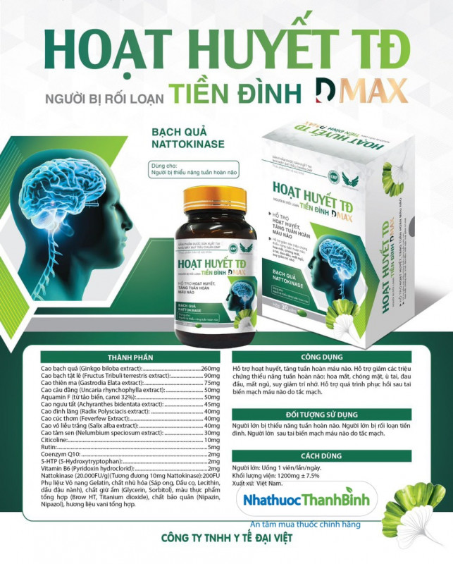 Hoạt huyết TĐ giúp hỗ trợ giảm triệu chứng thiểu năng tuần hoàn não