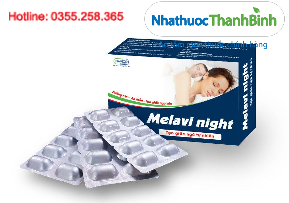 Melavi Night dưỡng tâm an thần hỗ trợ giúp ngủ ngon giấc