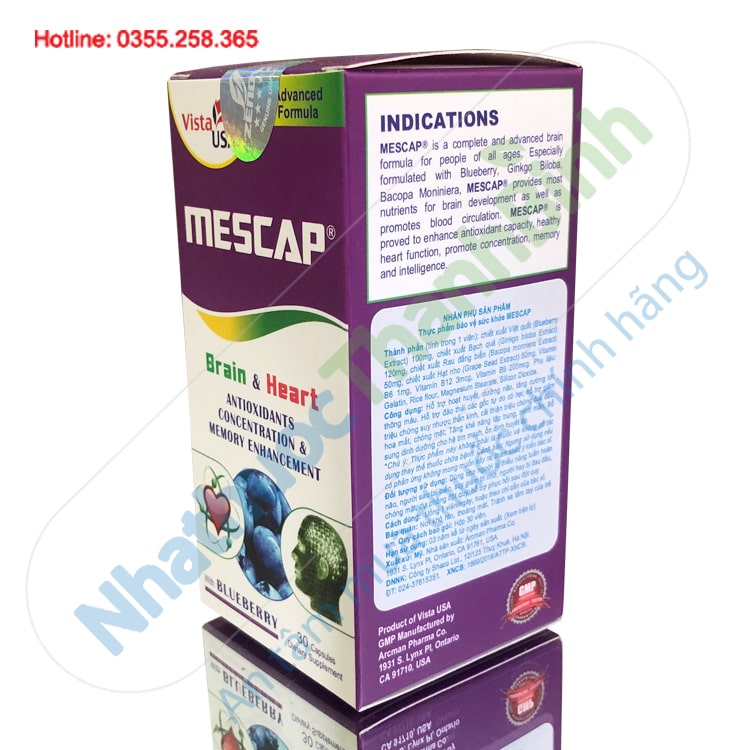Viên uống bổ não phòng ngừa tai biến Mescap Vista USA