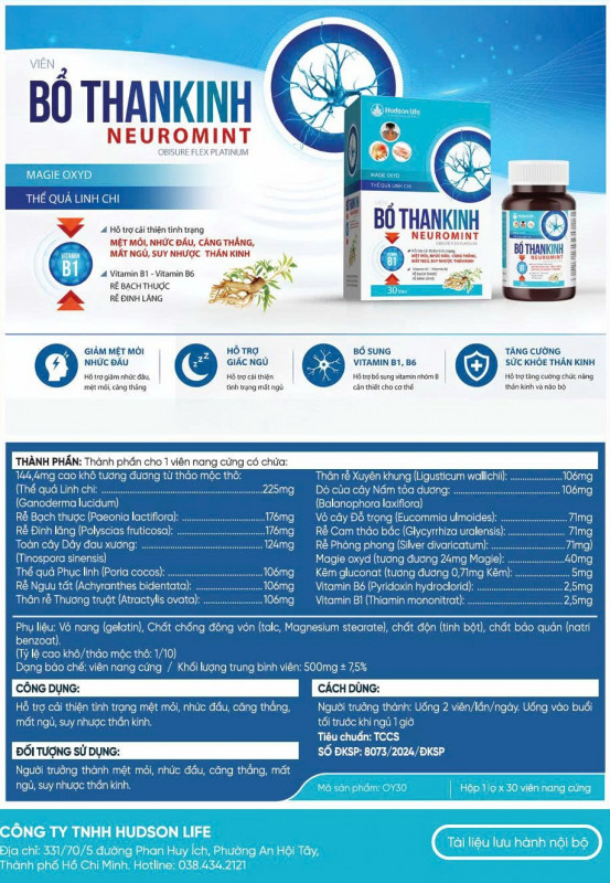 Viên bổ thần kinh Neuromint dành cho người trưởng thành thường xuyên mệt mỏi, căng thẳng, nhức đầu, mất ngủ và suy nhược thần kinh