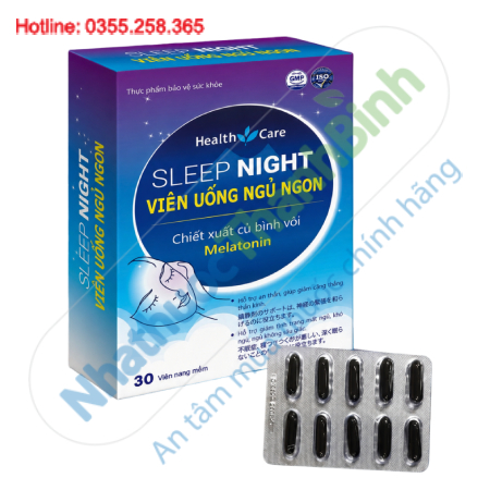 Sleep Night Viên Uống Ngủ Ngon Hỗ Trợ An Thần, Giảm Căng Thẳng, Giúp Ngủ Ngon Sinh Lý Từ Thảo Dược Và Melatonin