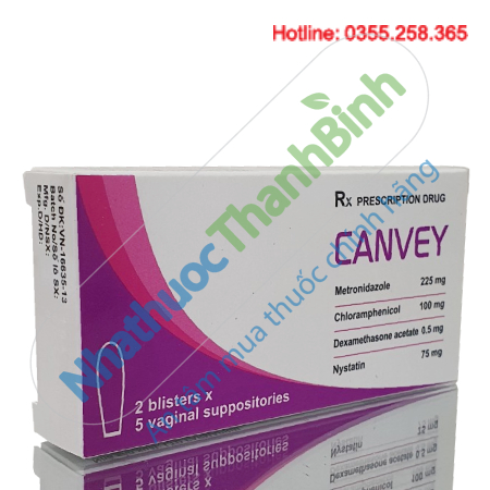 Thuốc Canvey (hộp 2 vỉ x 5 viên) viên đặt điều trị viêm âm đạo