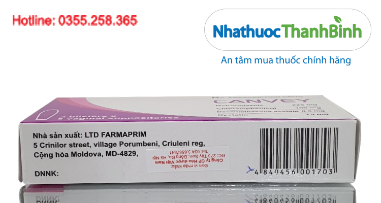 Viên đặt âm đạo Canvey dạng đạn dễ sử dụng hỗ trợ giảm ngứa khí hư