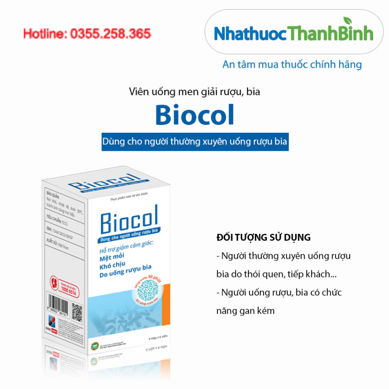 Biocol dùng cho người thường xuyên uống rượu bia