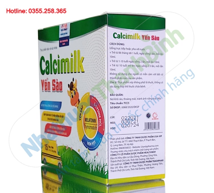 Calcimilk Yến Sào hộp 3 vỉ x 5 ống hỗ trợ tăng cường sức đề kháng