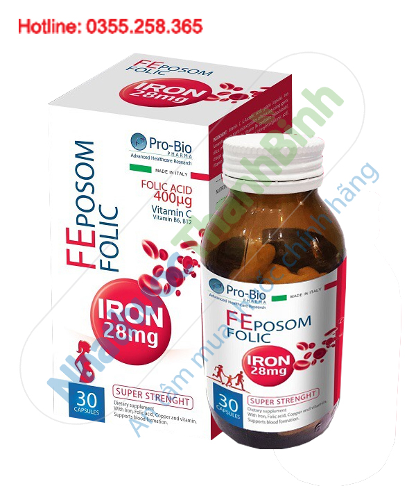 Feposom Folic viên sắt hữu cơ cho phụ nữ mang thai