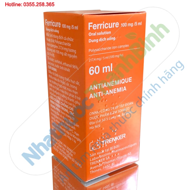 Thuốc Ferricure 100mg/5ml bổ sung sắt nguyên tố