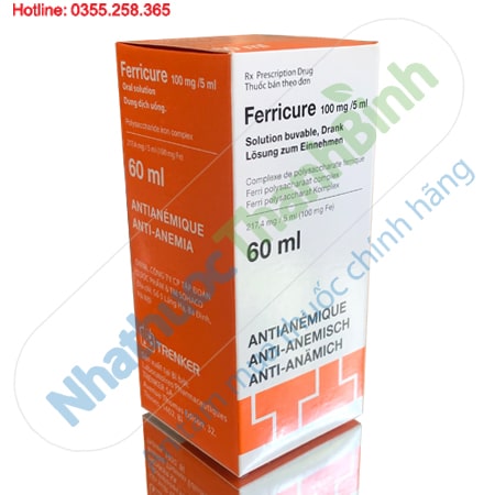 Ferricure 100mg/5ml - Sắt nguyên tố điều trị thiếu máu do thiếu sắt