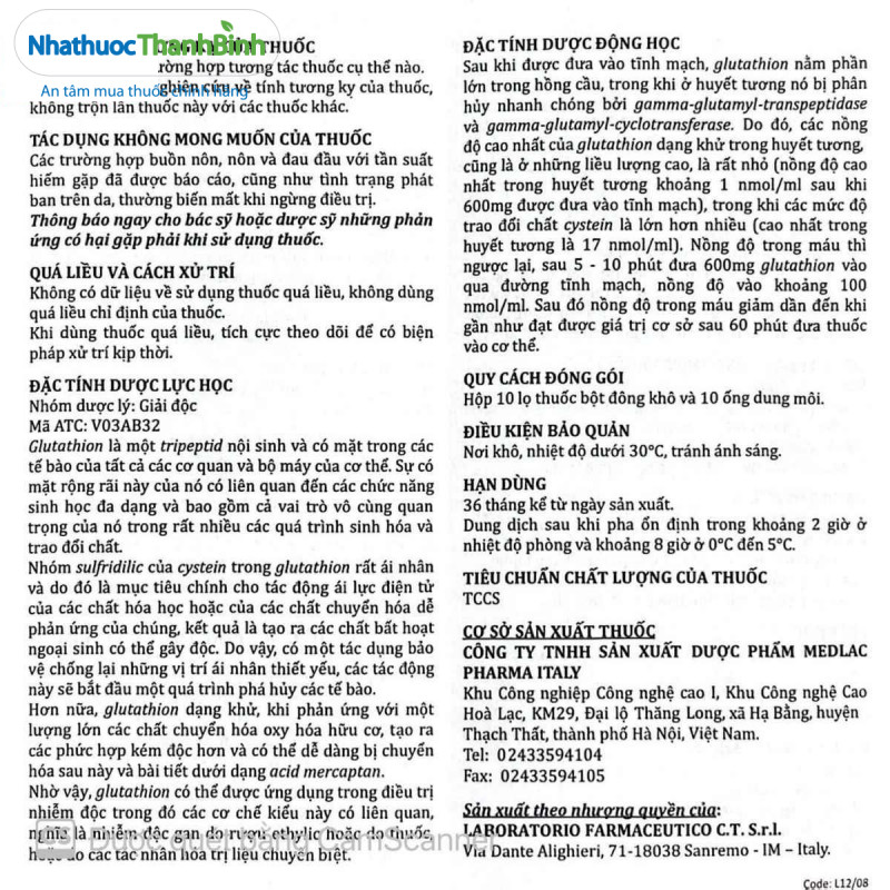 Nhà thuốc Thanh Bình bán thuốc Glumedlac 600mg chính hãng với giá tốt nhất