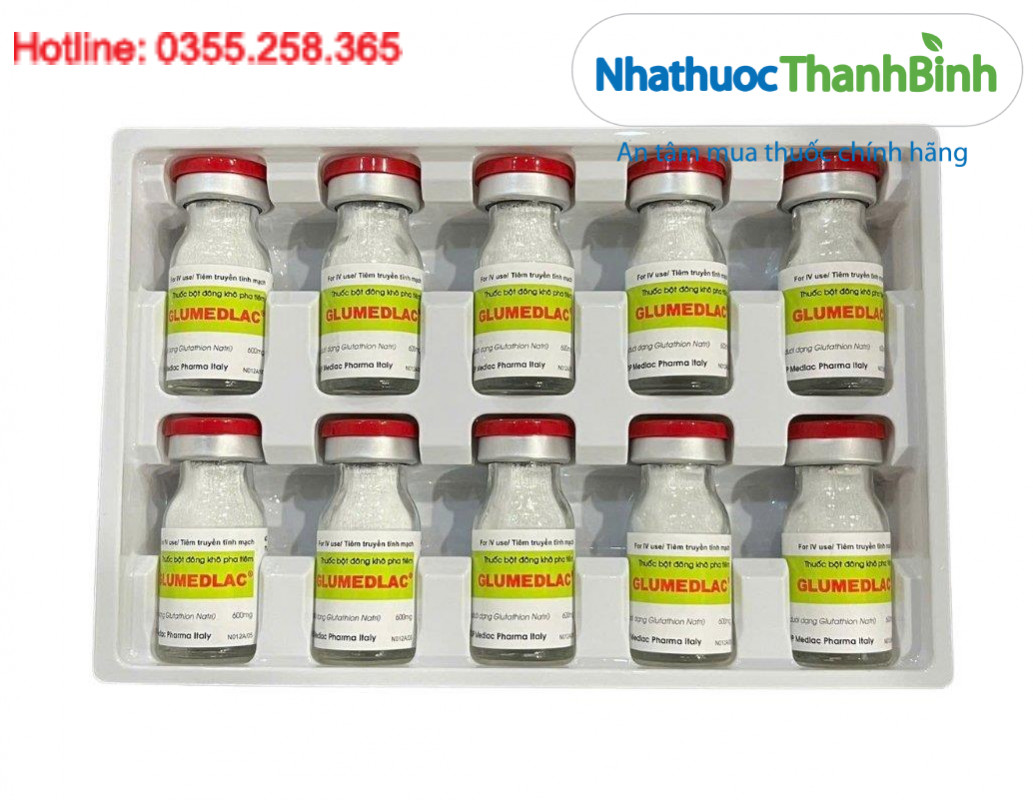 Thành phần chính của thuốc Glumedlac 600mg là Glutathione chất chống oxy hóa mạnh