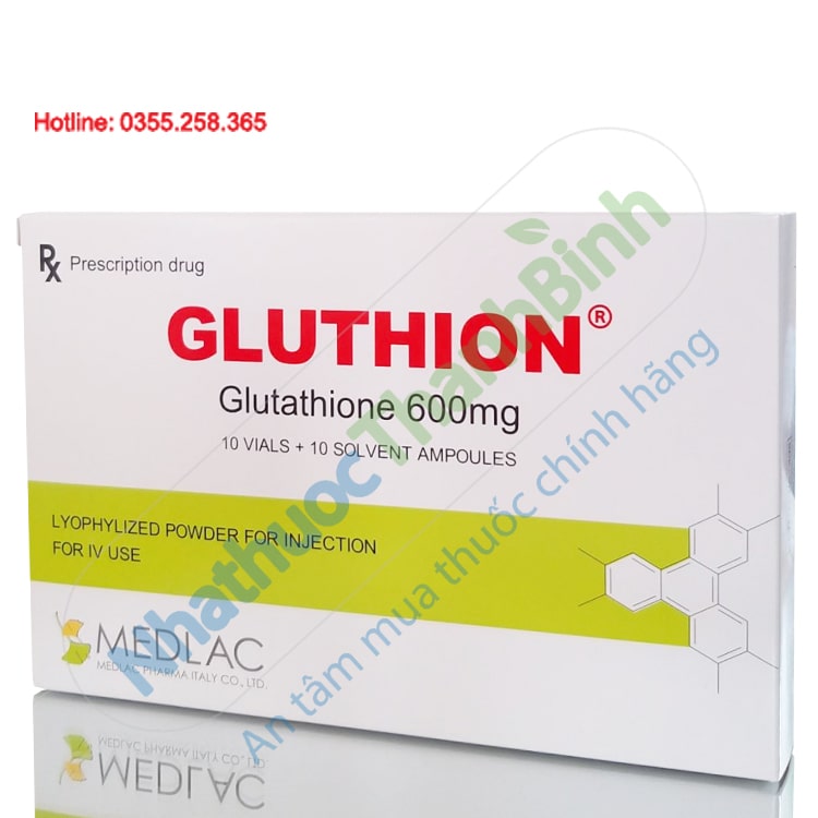Thuốc Gluthion 600 chứa Glutathione 600mg dạng bột đông khô pha tiêm