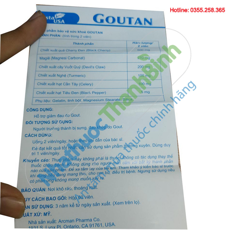 Sản phẩm hỗ trợ giảm đau do gout dùng cho người bị sưng đau khớp do gout