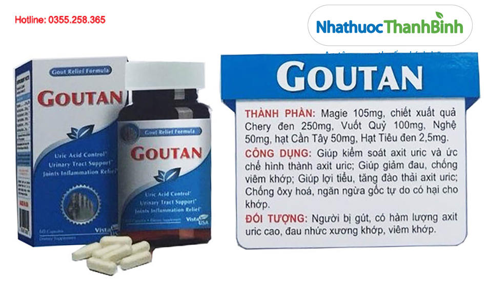 Goutan giúp hỗ trợ kiểm soát axit uric hỗ trợ giảm viêm khớp