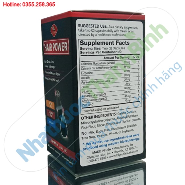 Hair Power Olympian Labs hộp 40 viên - Viên uống hỗ trợ mọc tóc nhập khẩu Mỹ