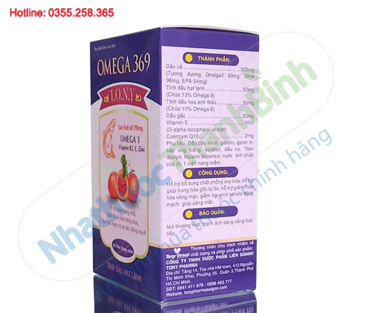 Viên uống Omega 369 Tony cải thiện sức khỏe tim mạch giúp bổ mắt