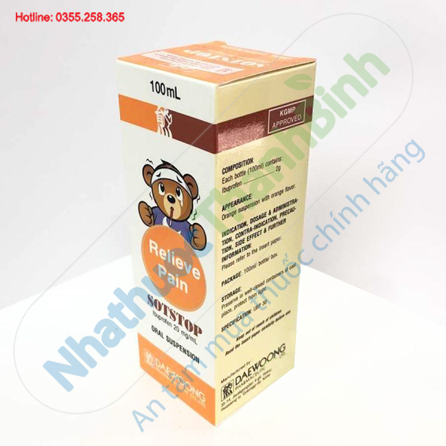 Thuốc Sotstop - Giảm đau, hạ sốt Chai 100ml