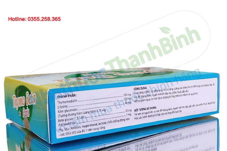 Viên uống Thymo Beta Paris hộp 30 viên cải thiện sức đề kháng trẻ em và người lớn