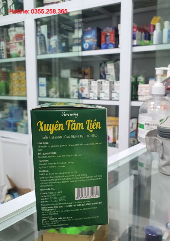 Xuyên tâm liên nấm lim xanh đông trùng hạ thảo hỗ trợ giảm ho giảm đờm bảo vệ đường hô hấp