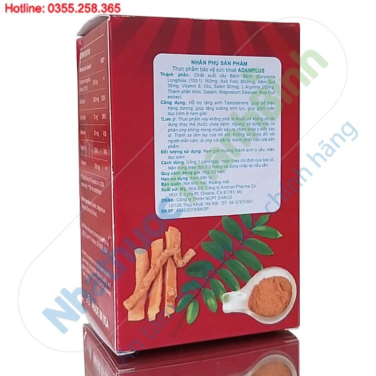 Viên uống Adam Plus hộp 30 viên bổ thận tráng dương tăng cường sinh lực nam