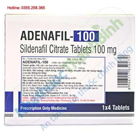 Thuốc Adenafil 100 điều trị rối loạn cương dương hiệu quả