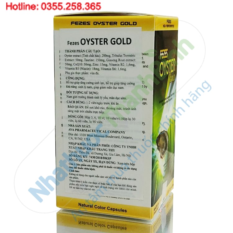 Viên uống tinh chất hàu Fezes Oyster Gold lọ 60 viên nhập khẩu Mỹ