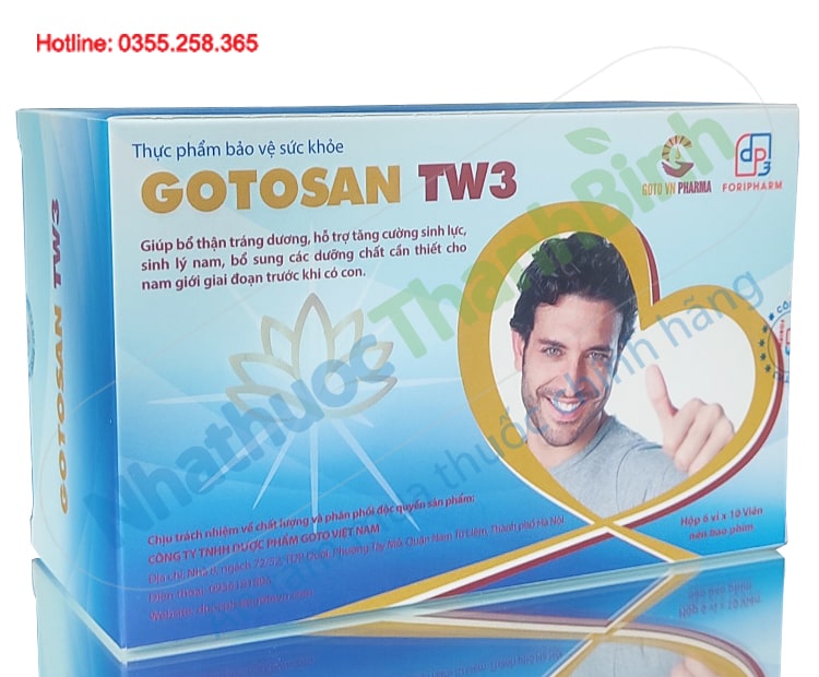 Gotosan TW3 hộp 60 viên giúp nam giới khỏe mạnh cho kế hoạch sinh con