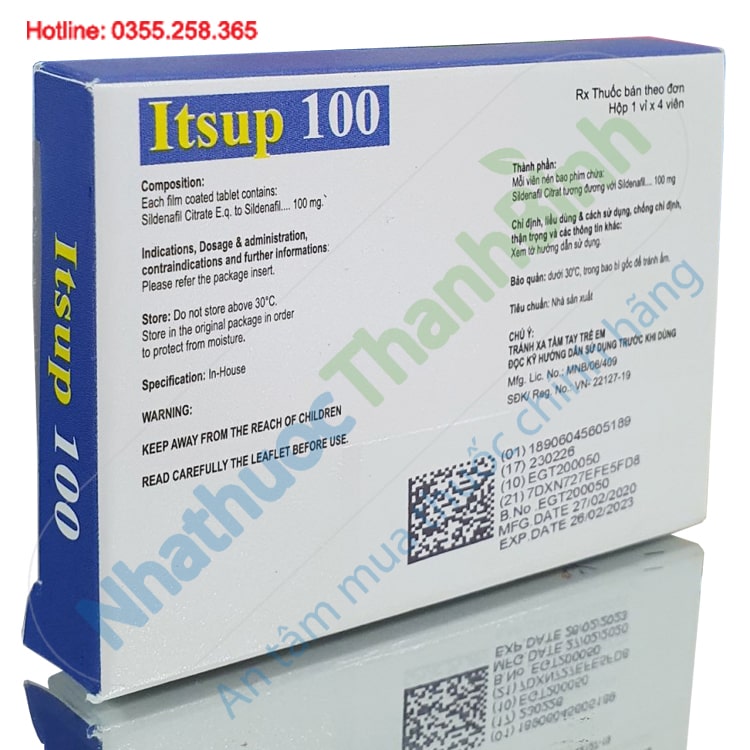 Thuốc Itsup 100 vỉ 4 viên Ấn Độ điều trị rối loạn cương dương