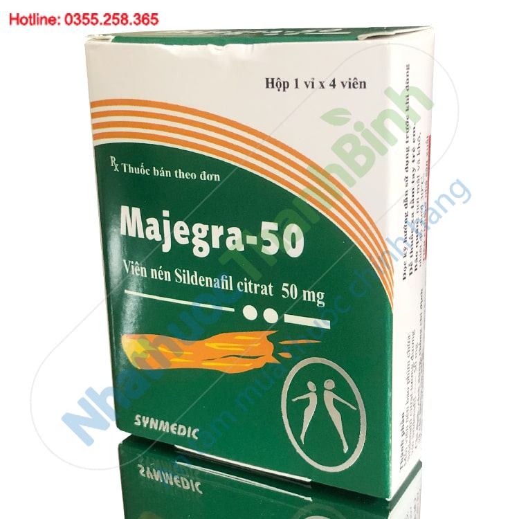 Thuốc Majegra 50mg hộp 4 viên điều trị rối loạn cương dương