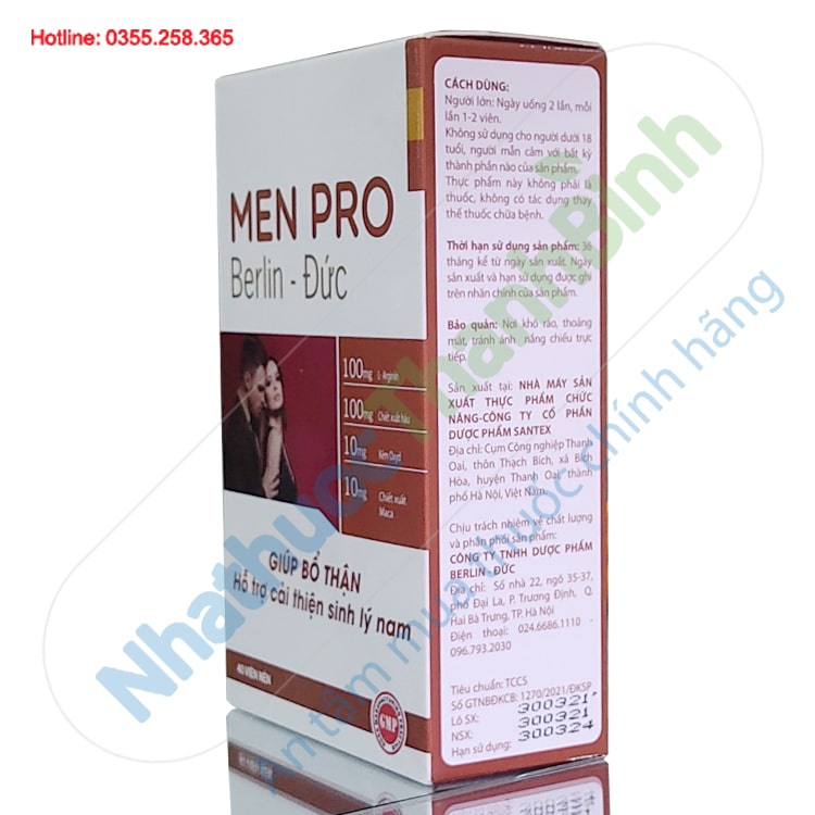 Thực phẩm bảo vệ sức khỏe Men Pro Berlin - Đức hộp 40 viên