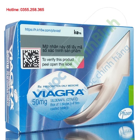 Thuốc Viagra 50mg Pfizer 4 viên điều trị rối loạn cương dương