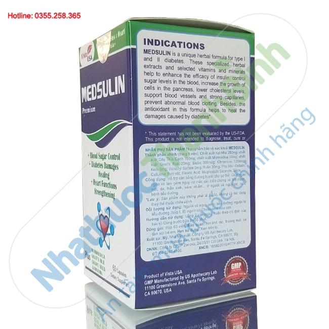 Viên uống Medsulin Vista USA hộp 60 viên nhập khẩu Mỹ