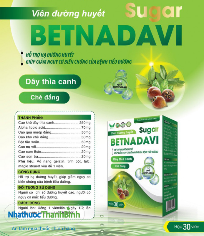 Viên đường huyết Sugar Betnadavi hỗ trợ giảm nguy cơ biến chứng của bệnh tiểu đường