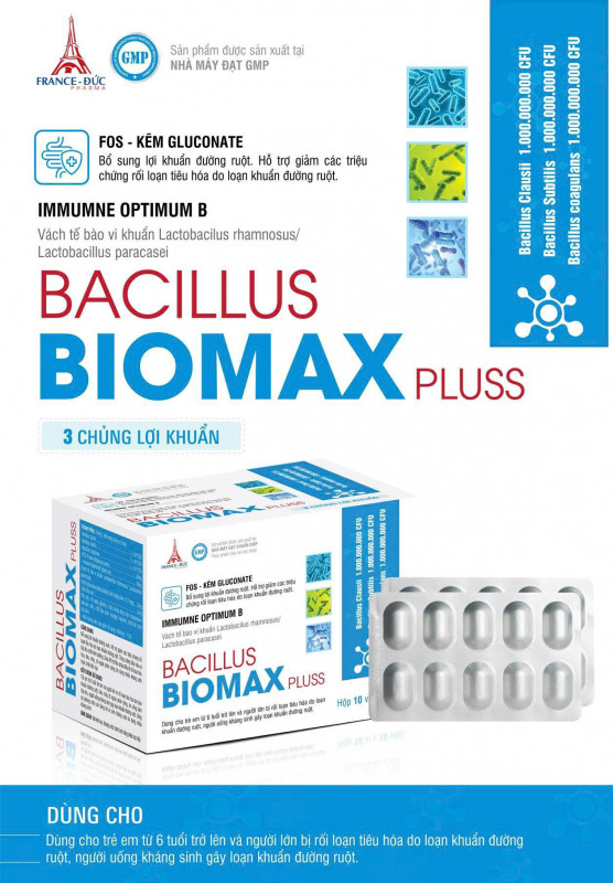 Bacillus Biomax Pluss dùng cho trẻ từ 6 tuổi bị rối loạn tiêu hóa do loạn khuẩn đường ruột