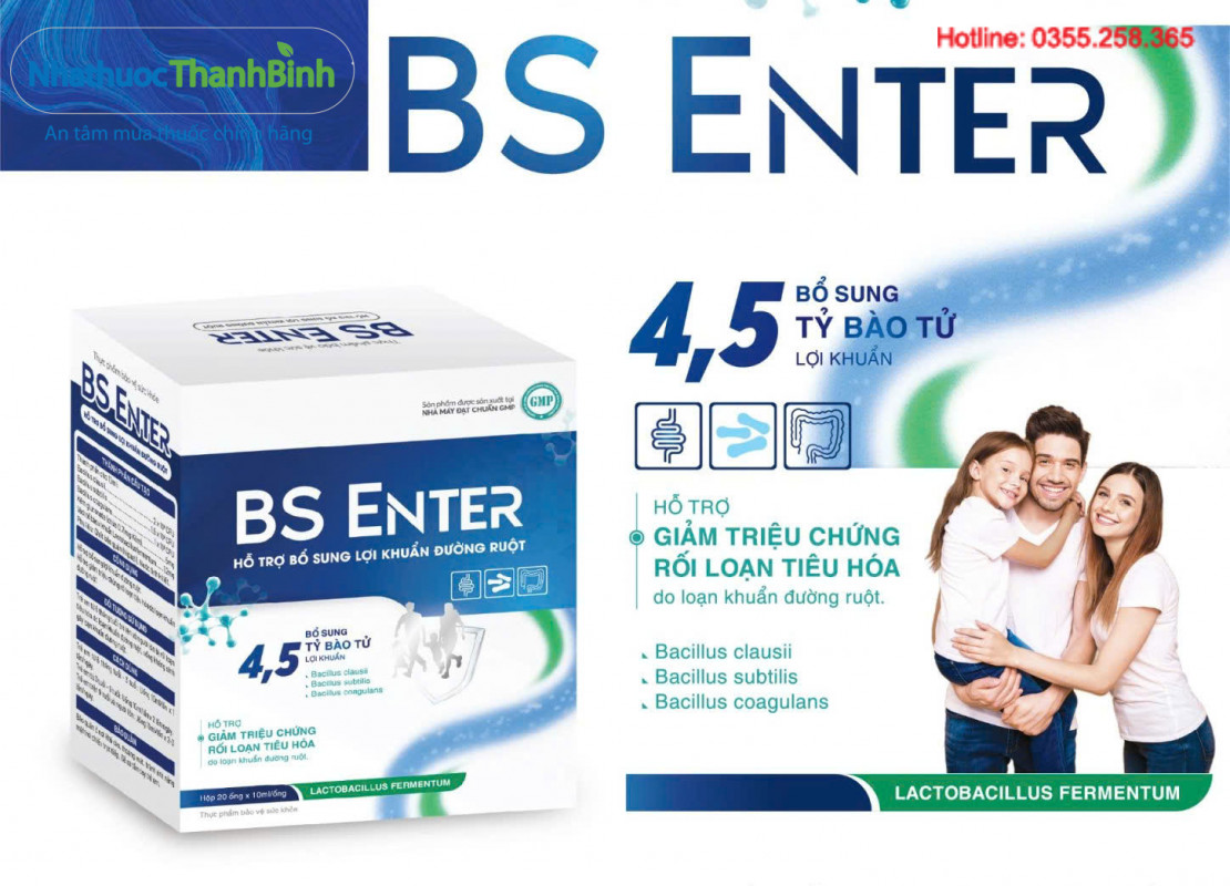 Men vi sinh BS Enter chứa 4.5 tỷ bào tử lợi khuẩn cho hiệu quả nhanh