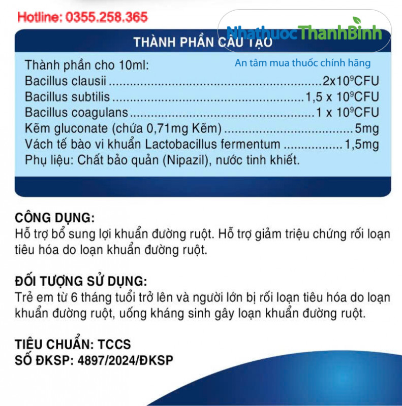 BS Enter đang được bán chính hãng tại Nhà thuốc Thanh Bình