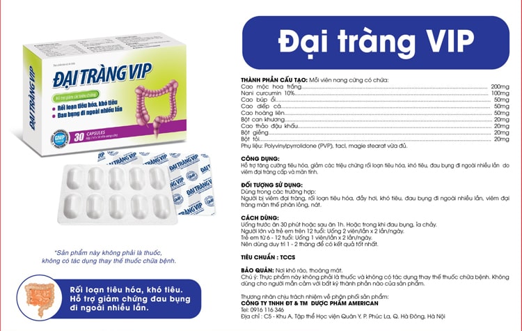 Viên uống Đại Tràng VIP hỗ trợ giảm triệu chứng rối loạn tiêu hóa khó tiêu