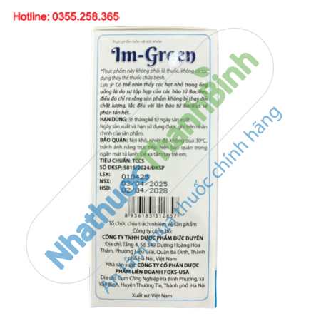Im - Green bổ sung lợi khuẩn đường ruột giảm rối loạn tiêu hóa
