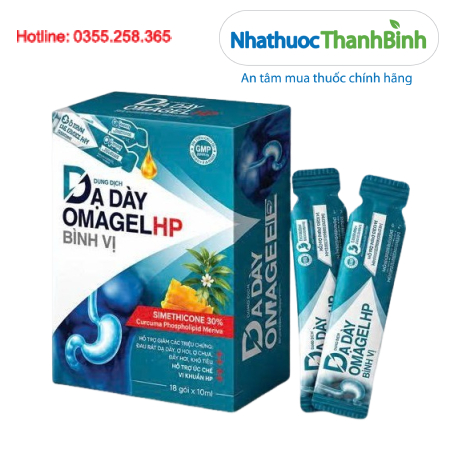 Dung dịch dạ dày Omagel HP Bình Vị (hộp 18 gói) Hỗ trợ giảm acid, bảo vệ niêm mạc dạ dày